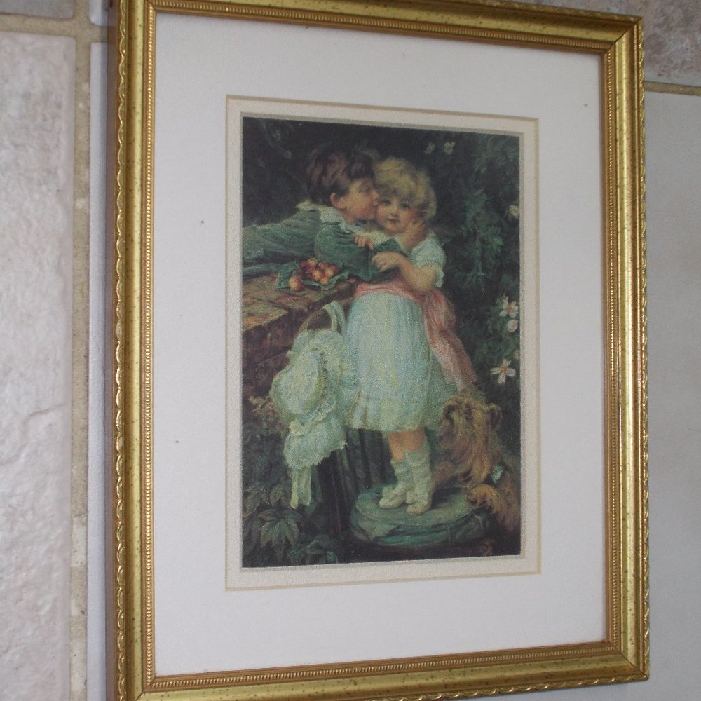 Vintage Children print matted & framed